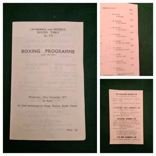 Barnsley boxing programme - barnsley,