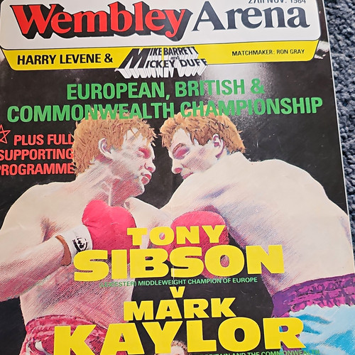 Boxing programme tony sibson - programme, v